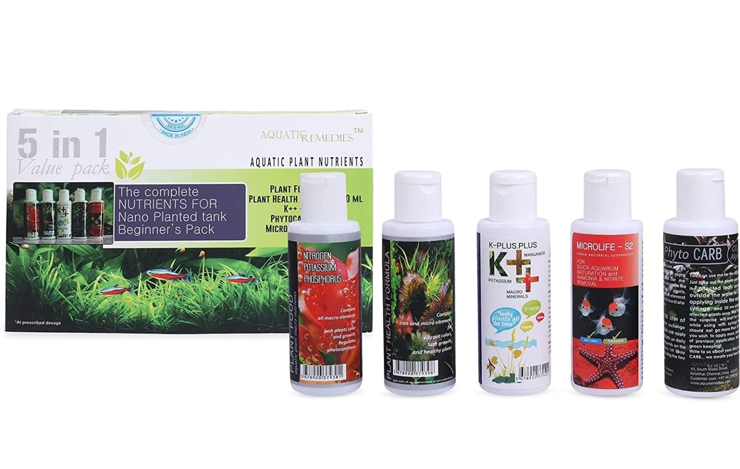 Aquatic Remedies The Complete NUTRIENTS for Nano Planted Tank Beginner's Pack (5 in 1 Value Pack) Aquatic Plant Nutrients Fertilizer (Pack of 2)