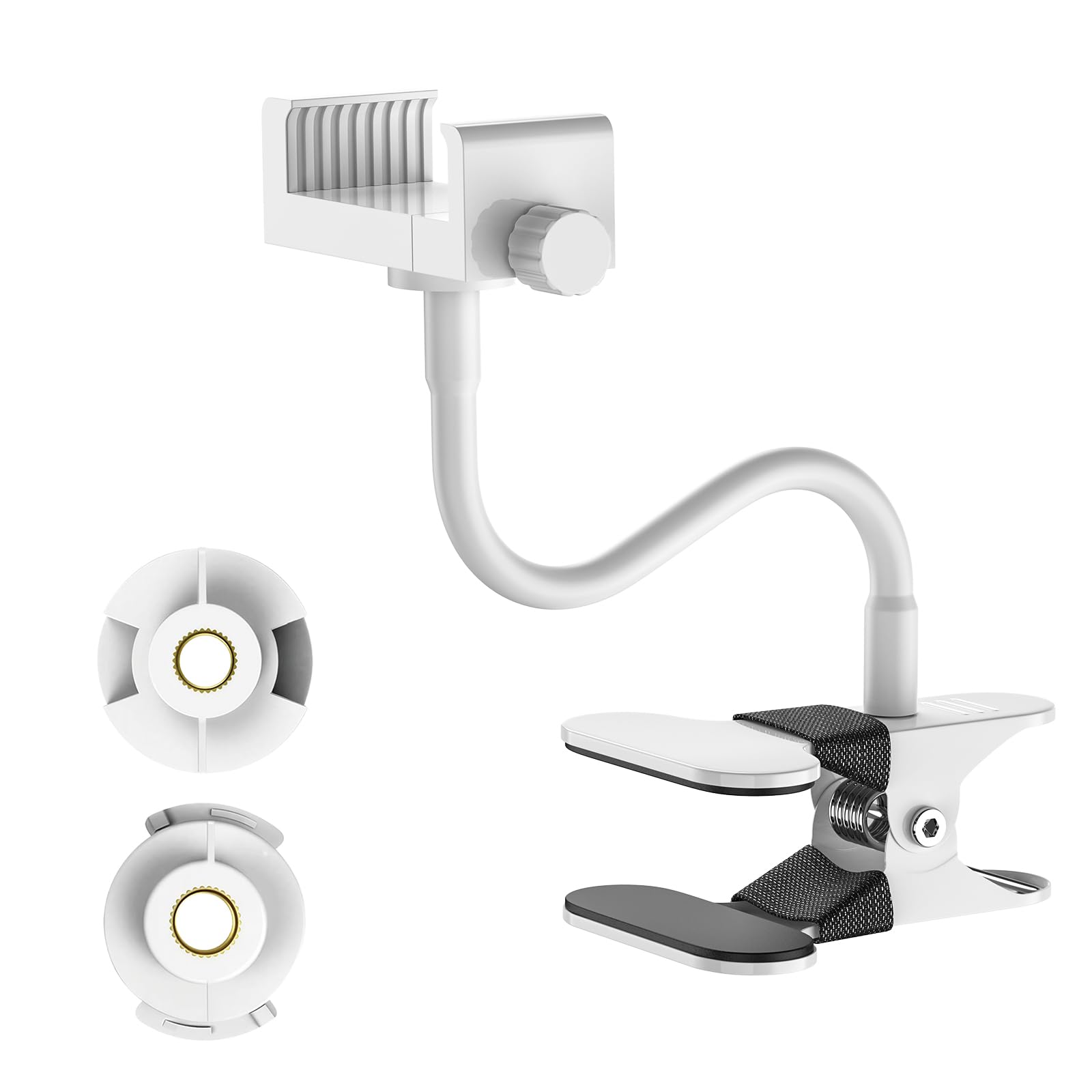 Universal Baby Monitor Mount- Adjustable Gooseneck Flex Stand for Crib - Secure Clip Clamp Holder Compatible with HelloBaby HB6550/HB65/HB66,Blemil, GHB, VTech & Most Baby Monitors