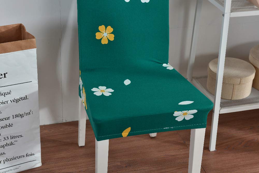 Chickwin Funda de Silla Comedor Ajustable Universal 2/4/6/10 Piezas, para Navideña, Mariage, Comedor, Fiesta, Hotel, Elástica Moda Impresión Sillas de Comedor (10 Piezas,Verde Oscuro)