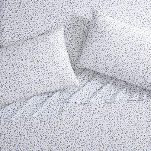 Image of Laura Ashley - King Sheet Set, Buttery-Soft Bed Sheets with a Naturally Silky Smooth Cotton Sateen Lightweight Feel - Matching Pillowcases & Fitted Sheet (Bramble Vine Green)