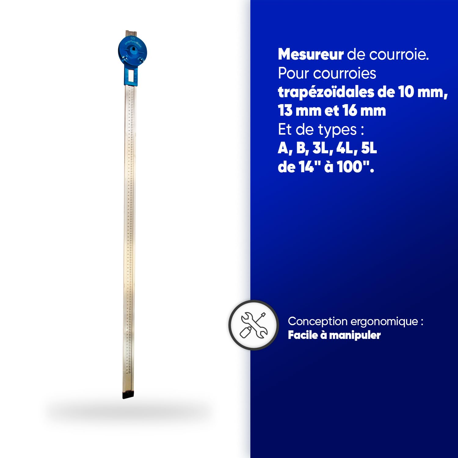 GREENSTAR - Misura cinghia - Per cinghia trapezoidale da 10/13/16 mm e tipi A,B, 3L, 4L, 5L da 14" a 100"