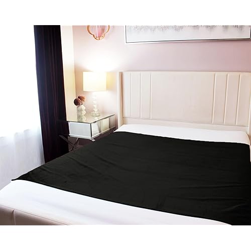 PassionMate100% Waterproof & Stain Proof Intimacy Love Blanket Bed Pad - Couples Gift - Ultra-Soft, Silent, Luxe Leakproof & Washable Bedsheets Protector with Tuck-in Sides (76"x55", Black)