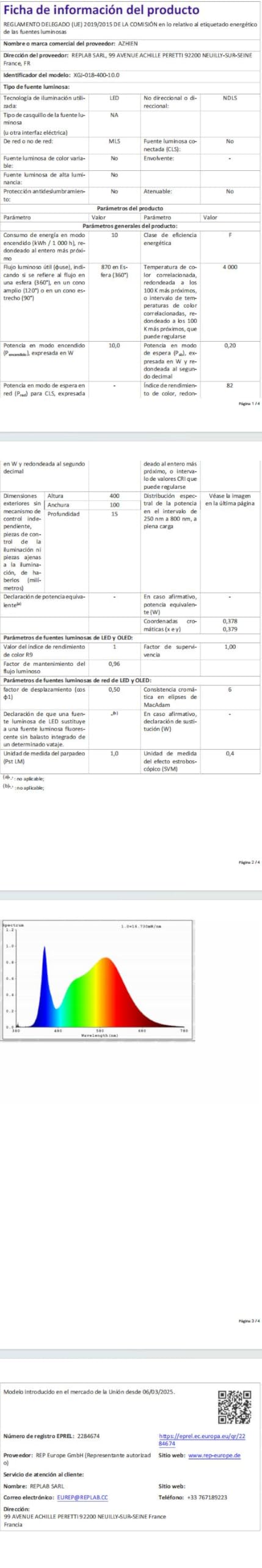 Lámpara LED de Espejo 10W 820LM Lámpara de Baño, Blanco Neutro 4000K Lámpara LED de Pared Luz de Gabinete IP44 230V Luz de Espejo de Baño de 40cm