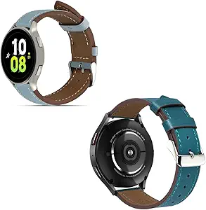 22mm Premium Italy Leather Watch Bands Compatible with Samsung Watch 3 45mm, Galaxy 46mm, Gear S3 Frontier, Quick Release Wear-resistant Leather Watch Straps Replacement Band for Women Men(Packof2)