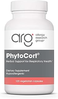 Allergy Research Group PhytoCort Supplement - Respiratory Support, Lung Health, Lung Detox, Lung Cleanse, Healthy Breathing, Herbal Support, Reishi, Licorice, Noni, Vegetarian Capsules - 120 Count