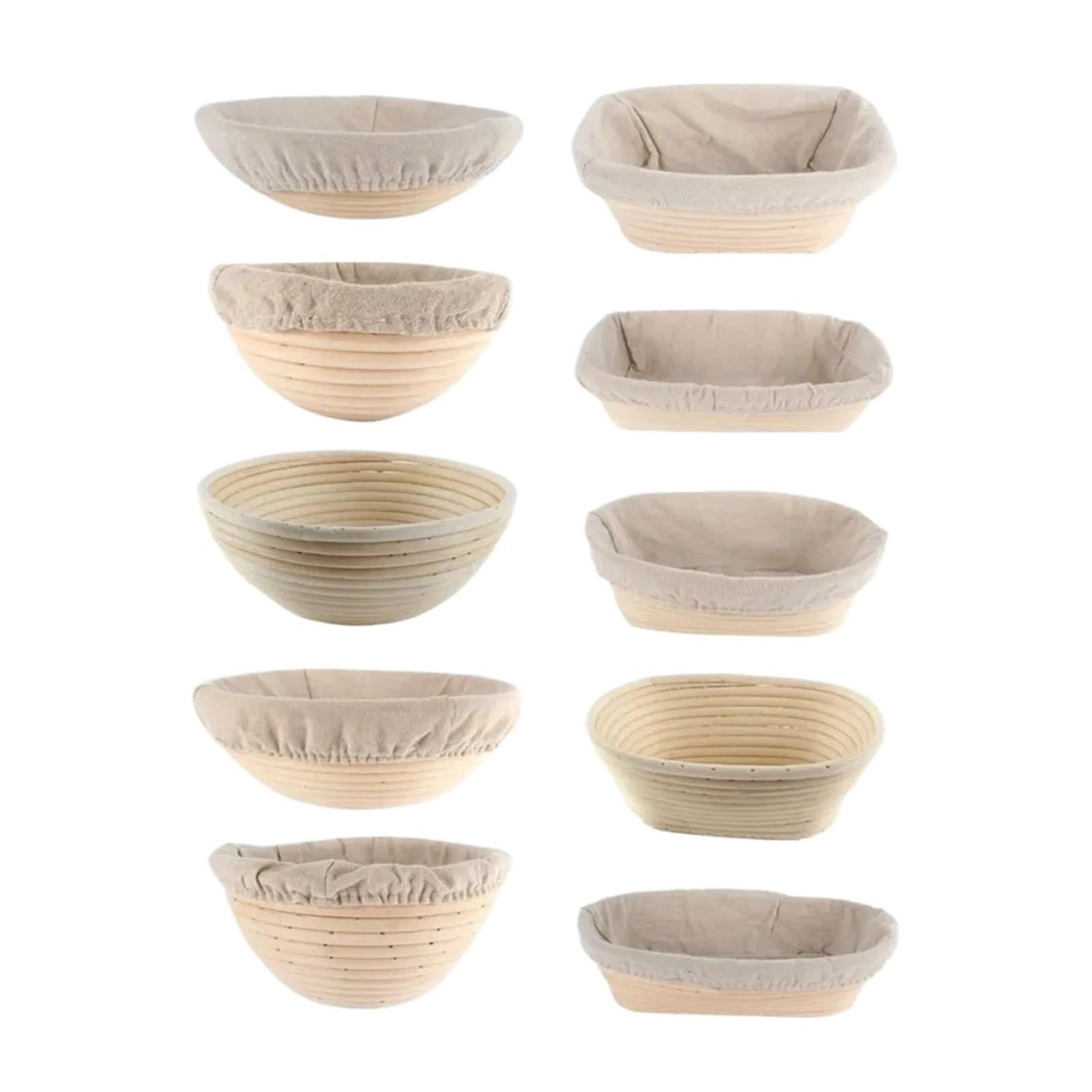 Rattan-Brot-Gärkorb-Stil, Backwerkzeug for selbstgemachten Kuchen, Gebäck, Teig, Proofing-Zubehör(3PC-Oval-1set)