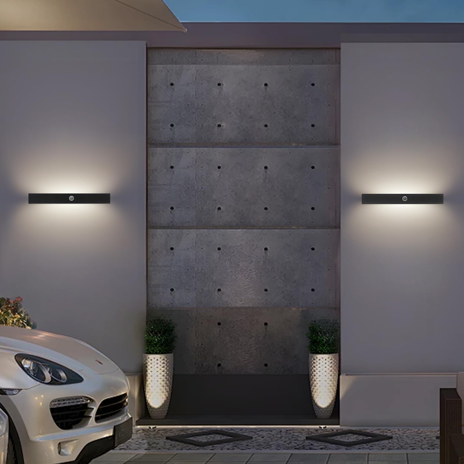 Lámpara de Pared de 40 cm con Detector de Movimiento para Exterior/Interior, Larga Lampara Pared con Detector de Movimiento LED Moderna Para Villa/Terraza