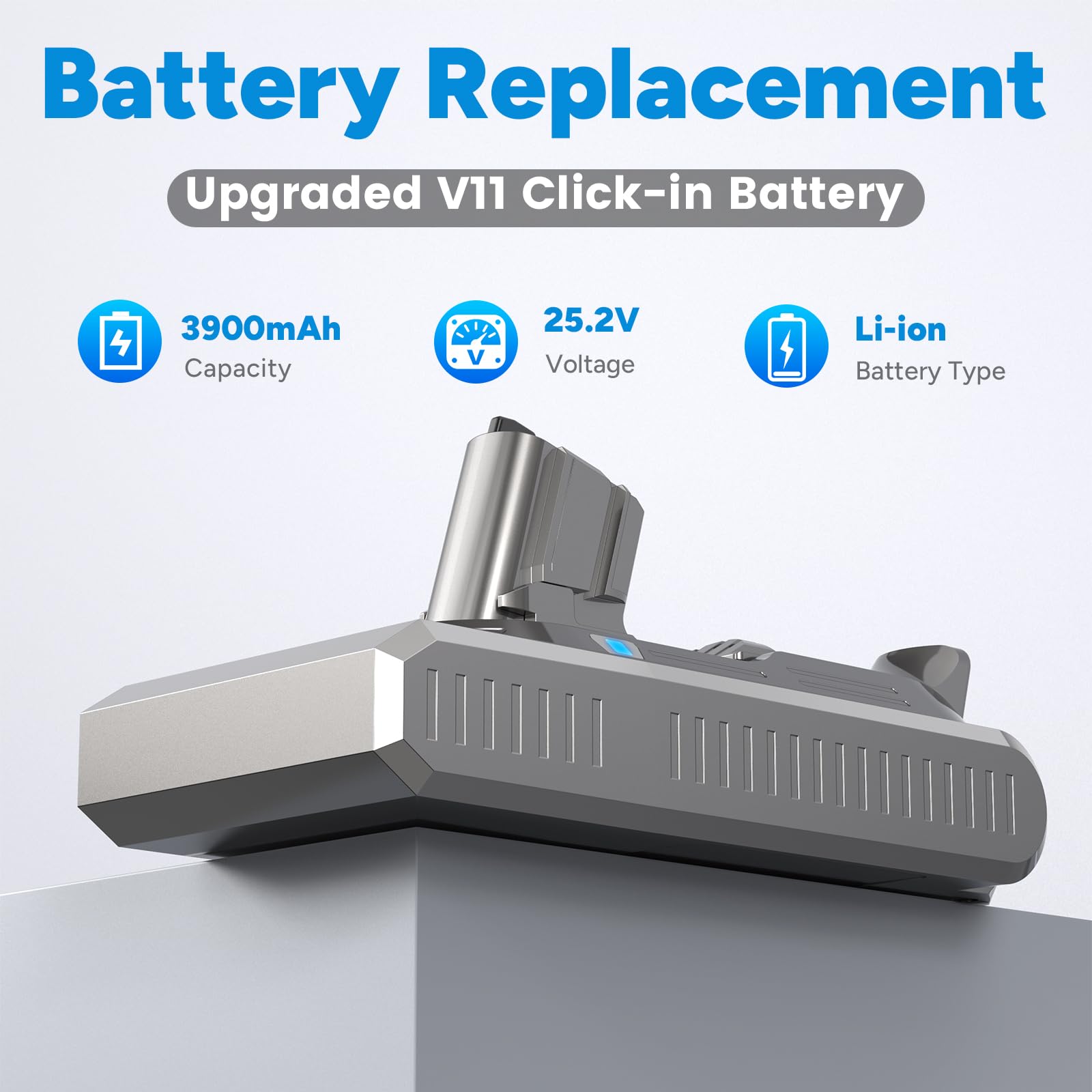 ASUNCELL SV15 3900 mAh V11 - Batería para Dyson con 2 filtros, batería de repuesto de 25,2 V para V11 Torque Drive Outsize Absolute Extra V15 Detect Absolute Extra SV16 SV22