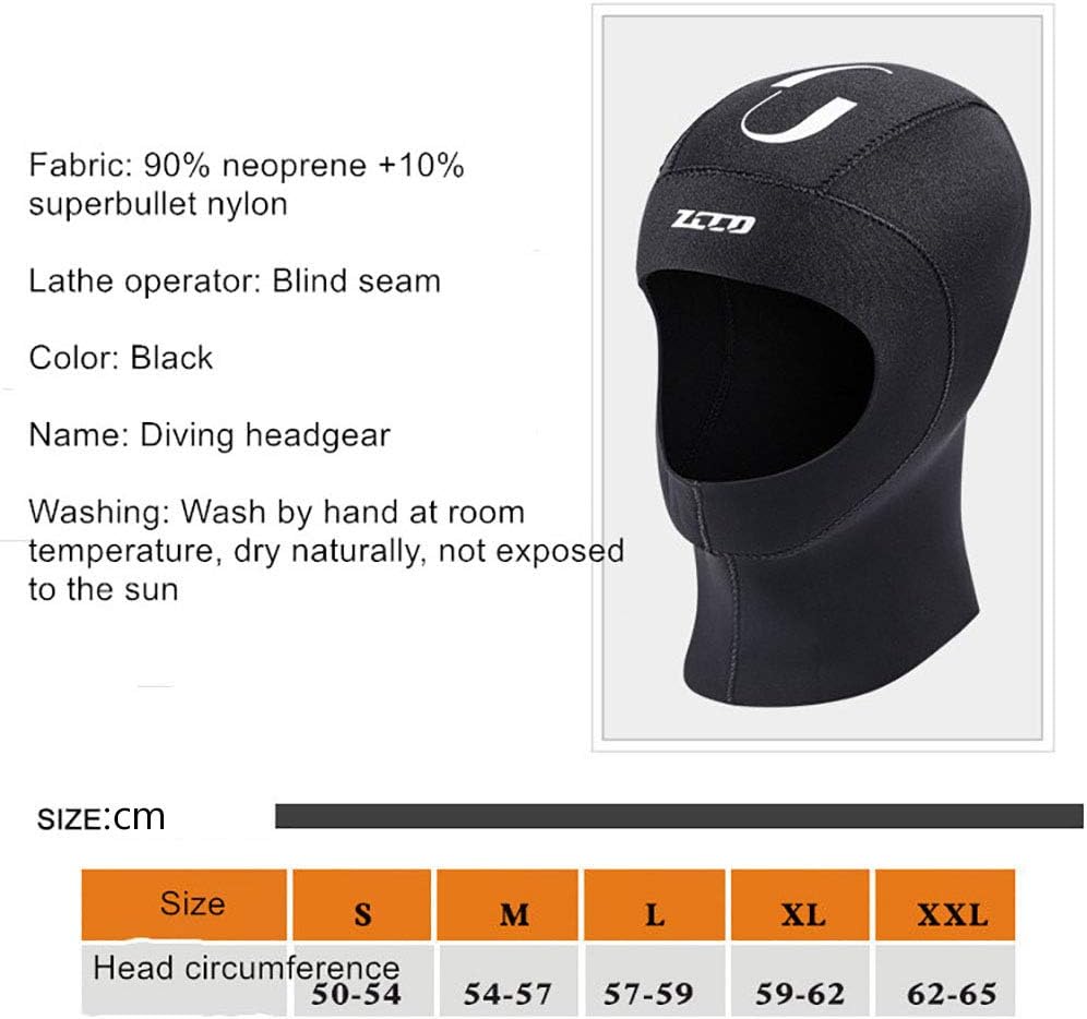 WYYHAA 5Mm Neoprene Dive Hood for Men Women, Warm Wetsuit Cap Hood Hat for Underwater Scuba Diving Snorkeling Surfing Winter Swimming Spearfishing,XXL