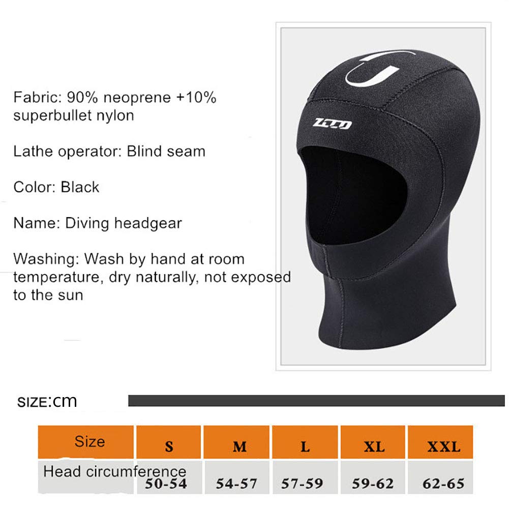 Cagoule de plongée en néoprène 5 mm pour homme et femme - Chaud