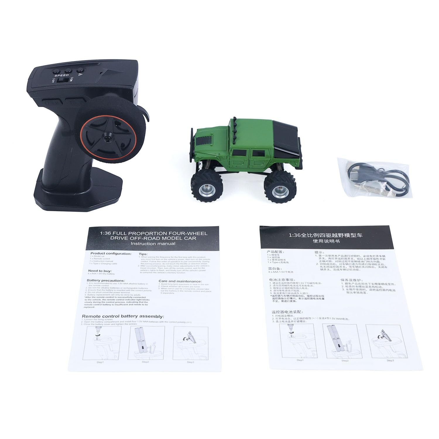 TOUCAN RC HOBBY Telecomando in plastica, 2,4 G, 1/36, 4 WD, bruchi, 3604A