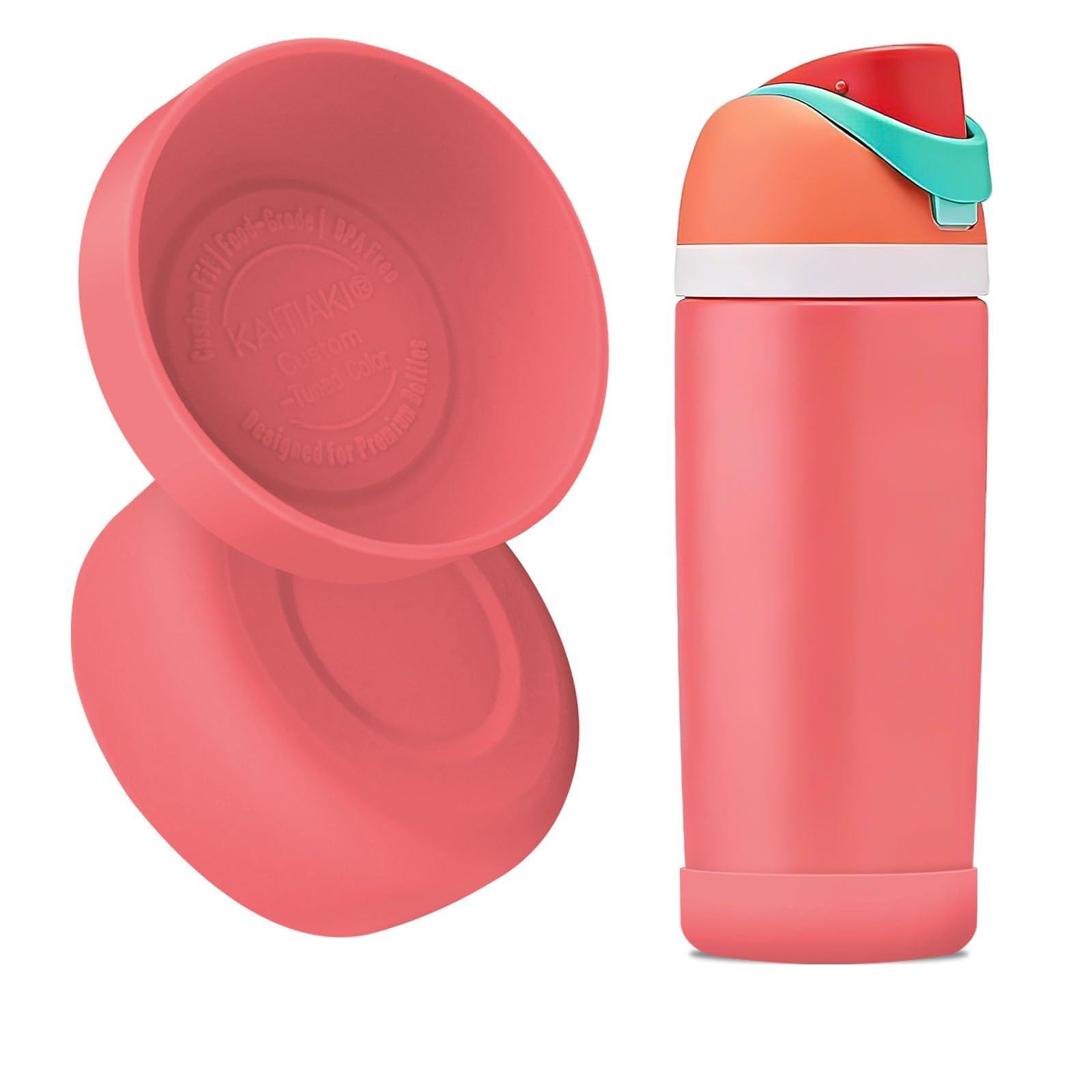 2Pcs Silicone Bottle Boot for Owala Kids Water Bottles, Compatible with Owala FreeSip 16oz,12oz, Kids Tumbler 15oz,Flip 14oz Food-Grade Anti-Slip, Scratch-Resistant,for School&Travel (Fireball)