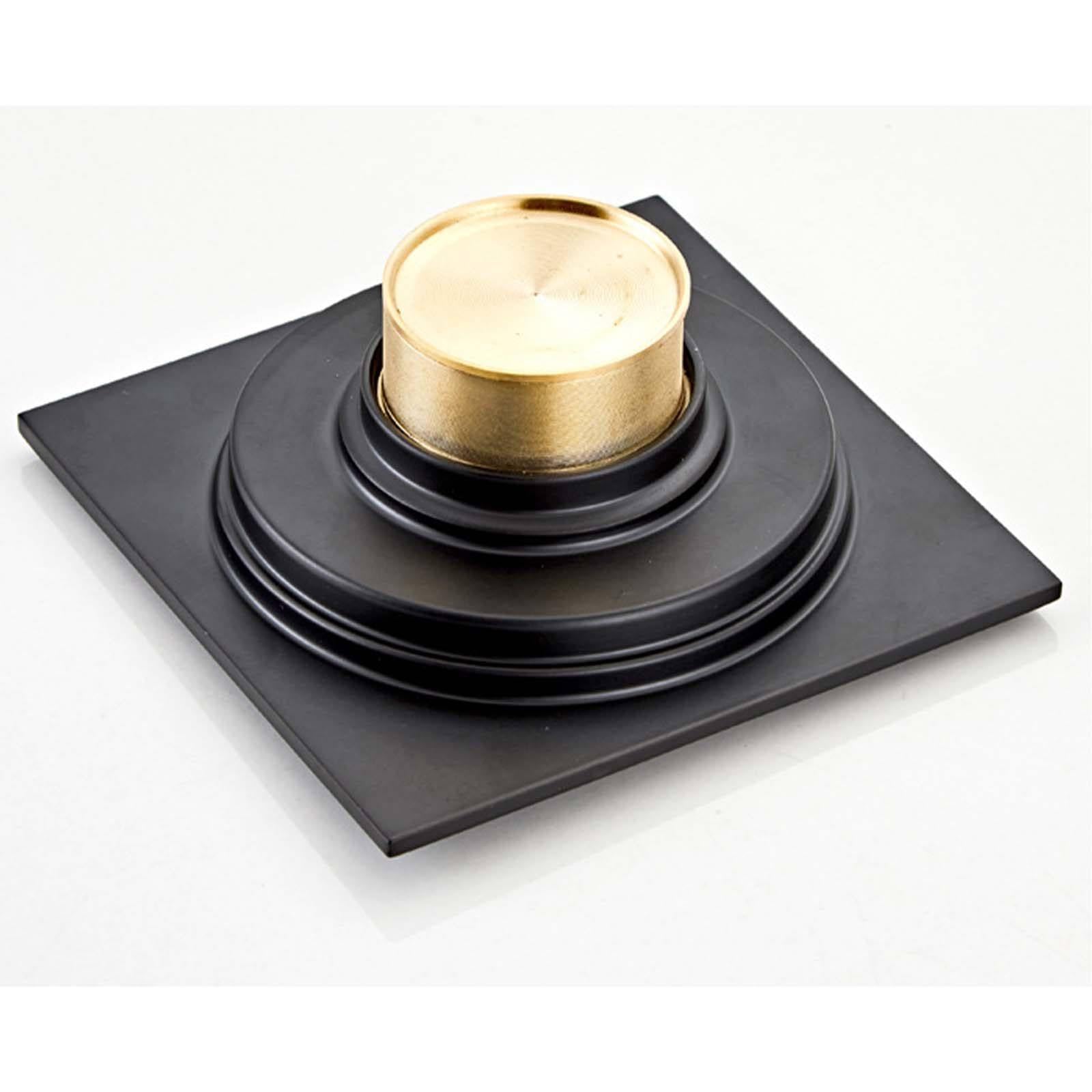 Bonde Douche Laiton Siphon Douche Noir Bonde de Douche 10 cm * 10 cm Bonde Douche Extra Plate Simple Siphon de Sol Peut Être Connecté Au Tuyau de Sortie d'eau de La Machine à Laver