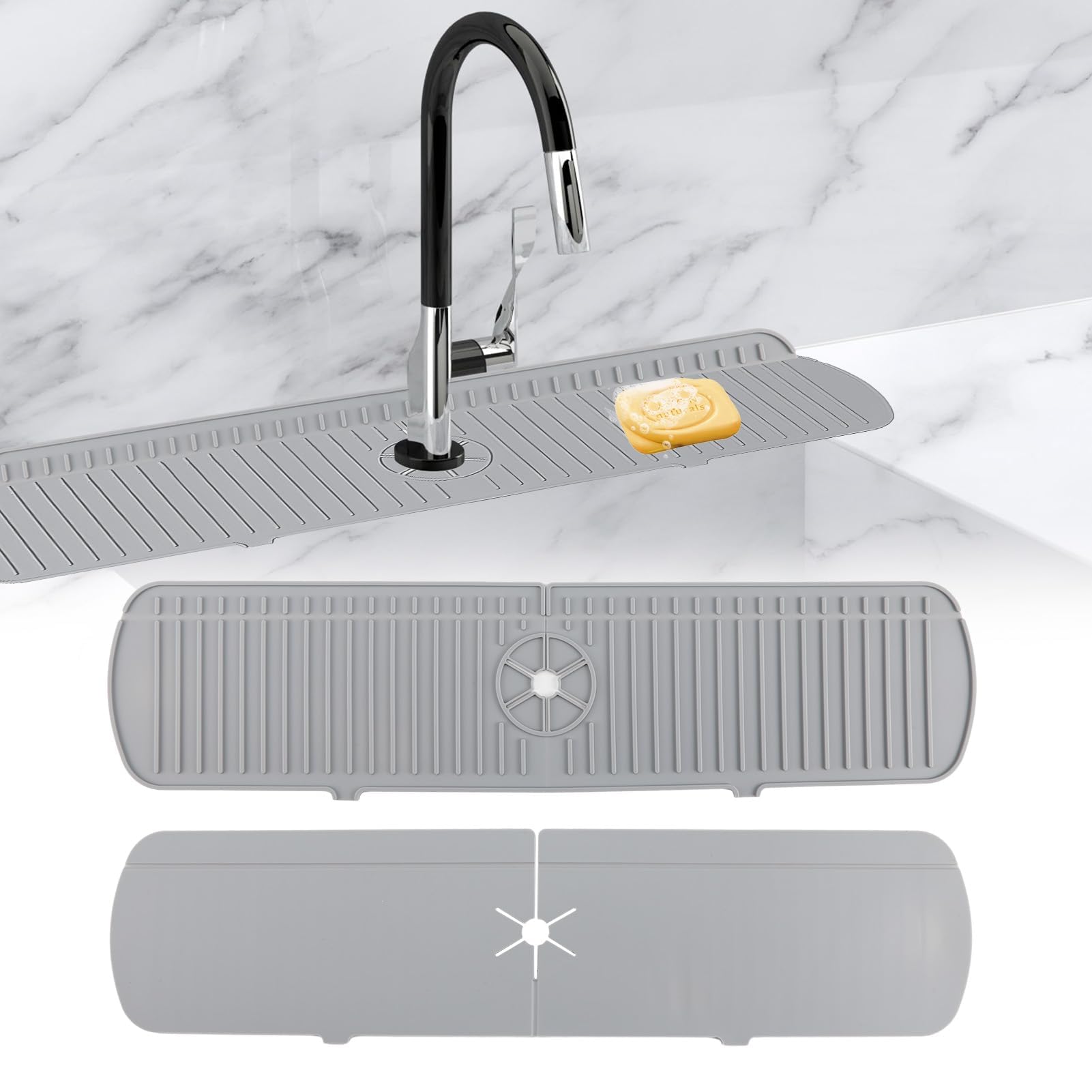 2 paraspruzzi per rubinetto - Silicone morbido da 43 cm - Tappetino per lavello inclinato per uno scarico rapido - Ideale per cucina e doccia | Leroy Merlin