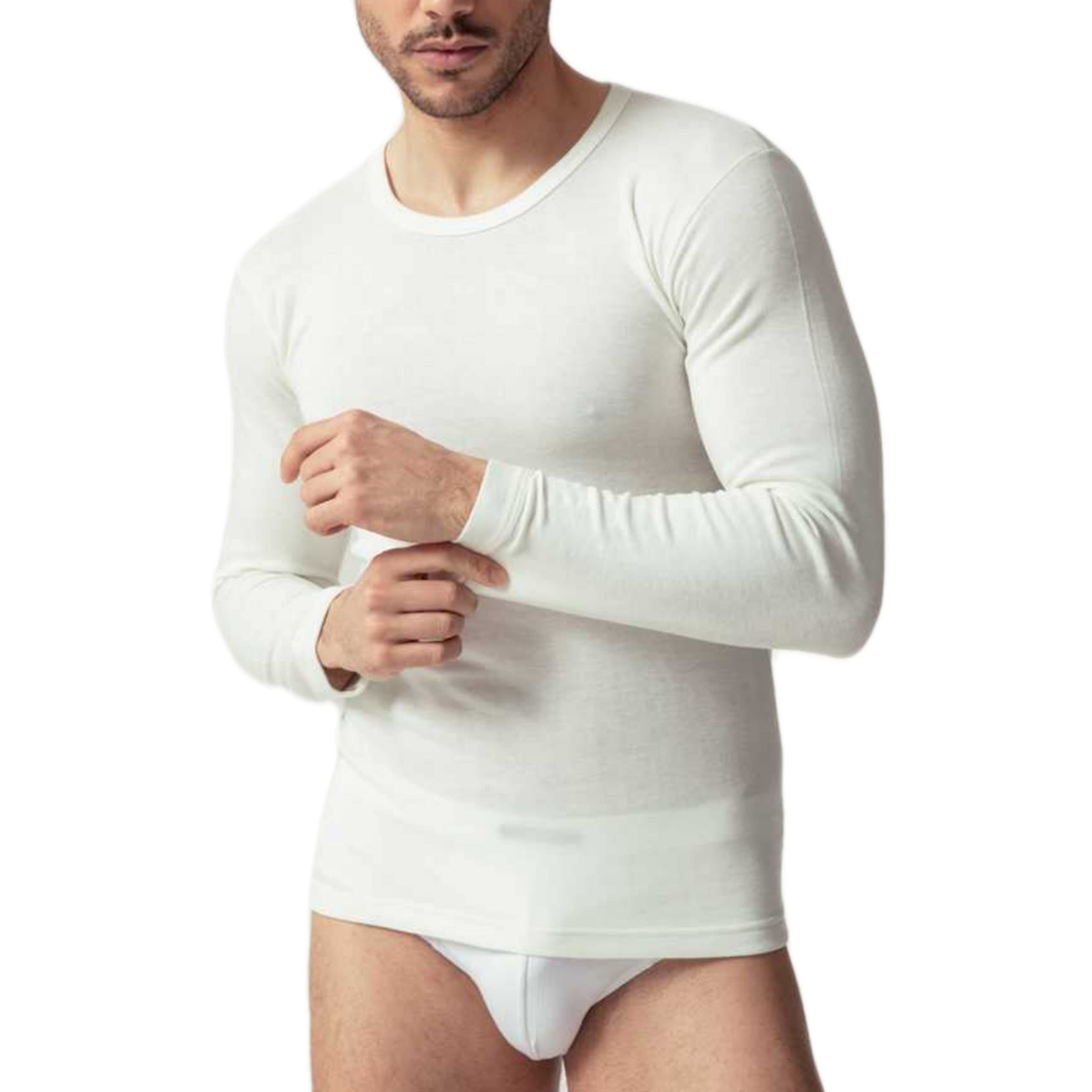 Maglia (2 Pezzi) Intima 100% Lana e Cotone Girocollo Manica Lunga