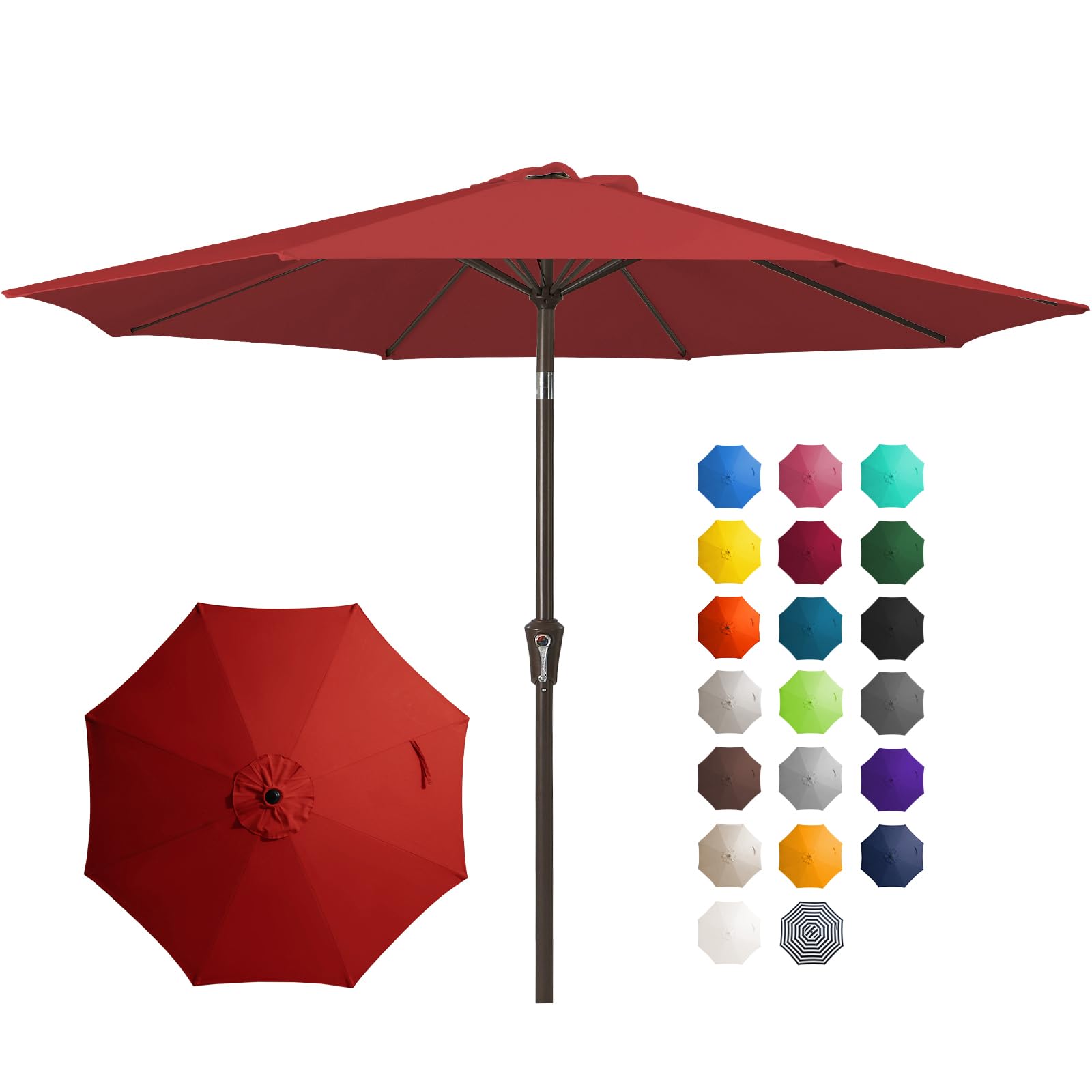 JEAREY 10FT Outdoor Patio Umbrella Outdoor Table Umbrella with Push Button Tilt and Crank, Market Umbrella 8 Sturdy Ribs UV Protection Waterproof for