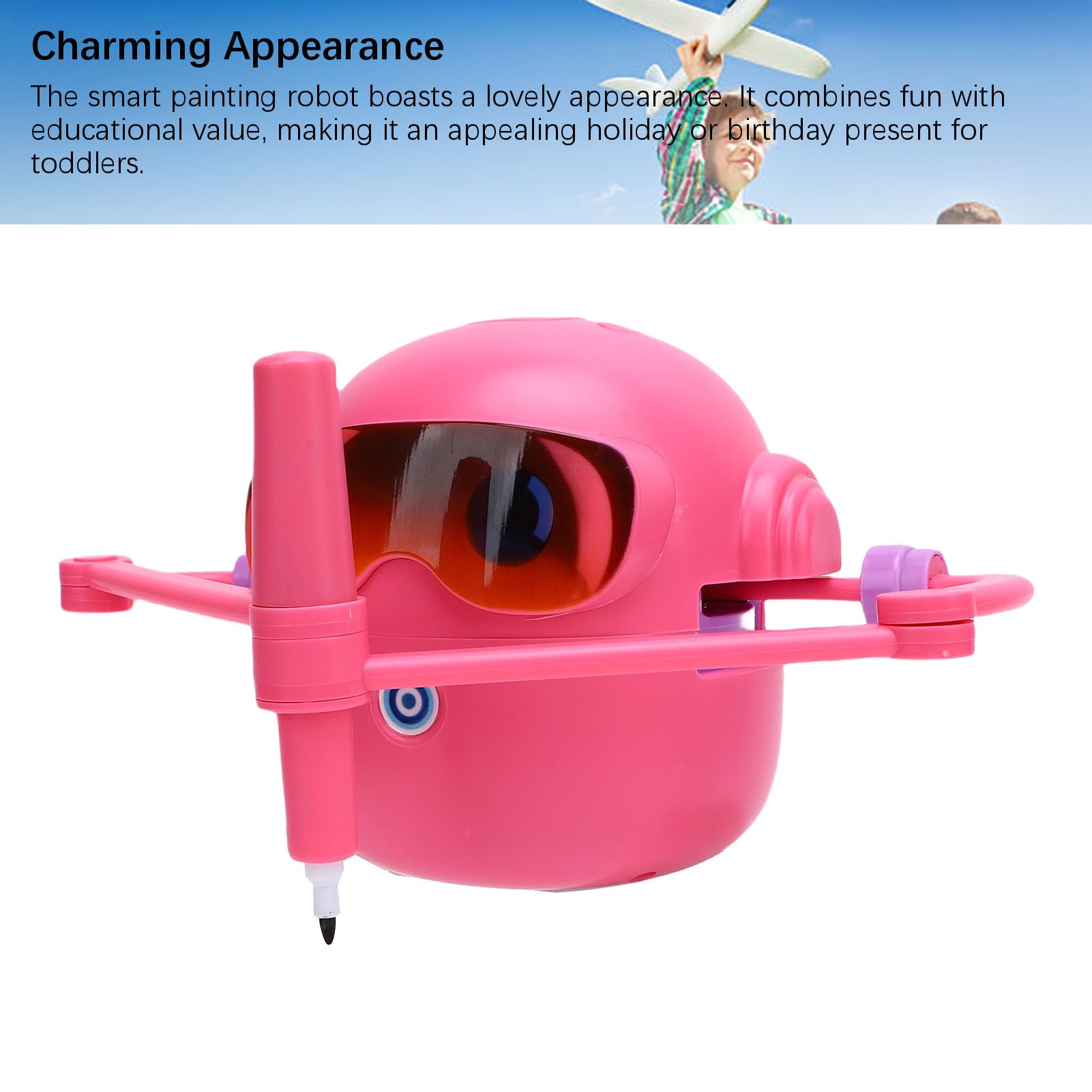 Yosoo Health Gear Intelligenter Zeichenroboter, ABS, Intelligenter Malroboter mit 100 Karten, 2 Stiften, 2400 MAh, Eingebauter Akku, Einfaches Muster-Lernspielzeug für Kleinkinder, , Zuhause,