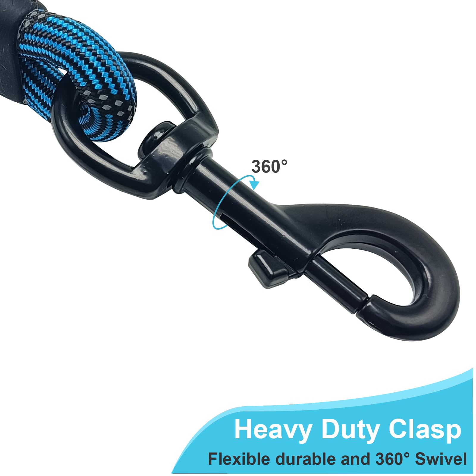 BTINESFUL Long Dog Leash, 10/15/20/30/50FT Dog Training Leash with Soft Handle, Reflective Heavy Duty Rope Dog Lead for Medium Large Dogs Outside Play, Camping (3/8" x 10ft, Blue) - image 2