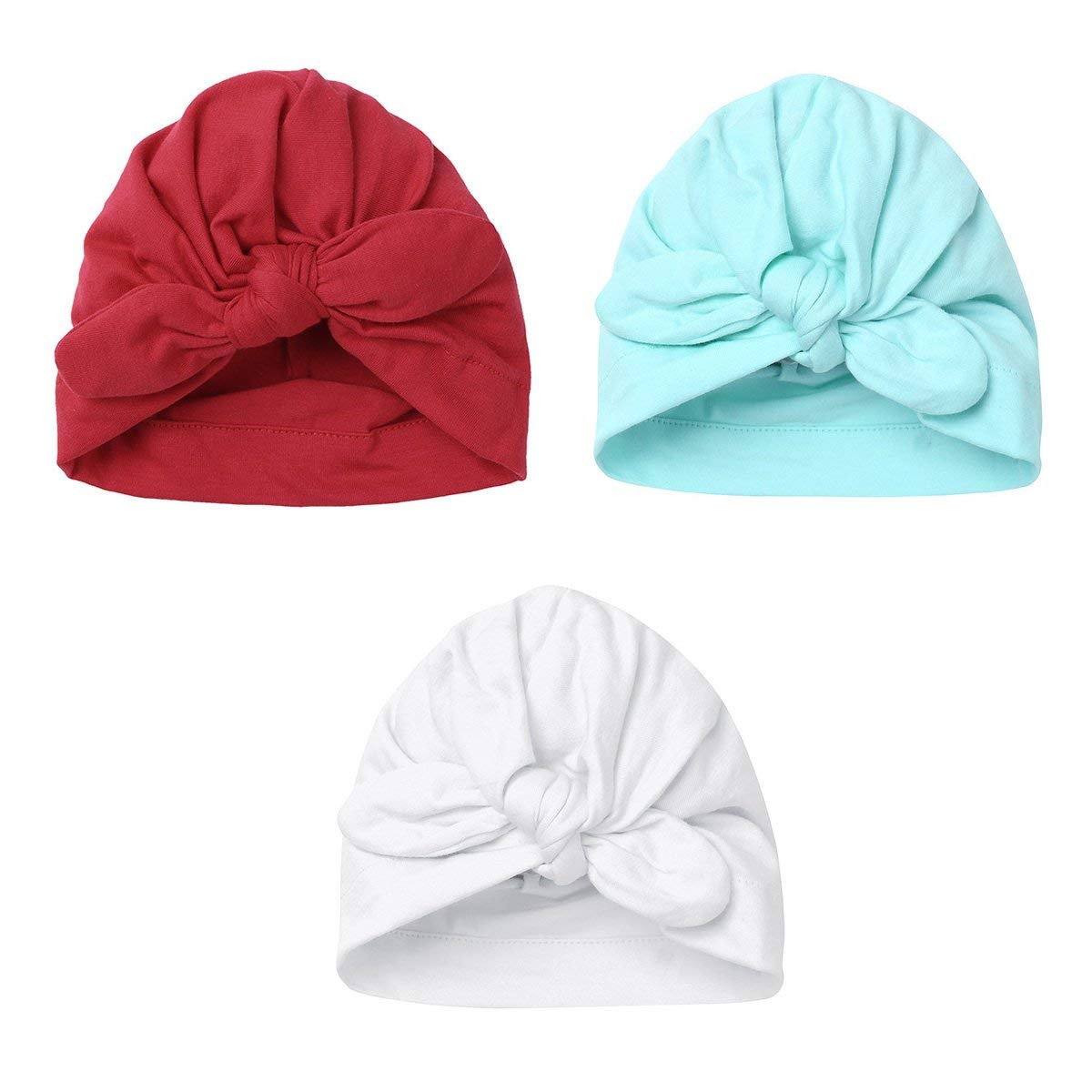 Säuglingsbaby Beanie Knoten Donut Hut Neugeborene Jungen Mädchen Baumwolle Weiche Turban Bogen Kaninchenohren Mütze Krankenhaus Kopf Wrap (Color : J Big Ears, Size : One Size)