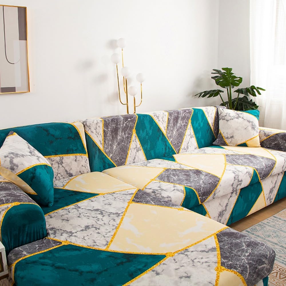 Bedruckter sofabezug l Form, für Wohnzimmer sofaschoner rutschfest, Stretchsofa überzug ecksofa, Liegesofabezüge für Ledersofa, maschinenwaschbar (Color 2,XL (235-300cm) 1PC)