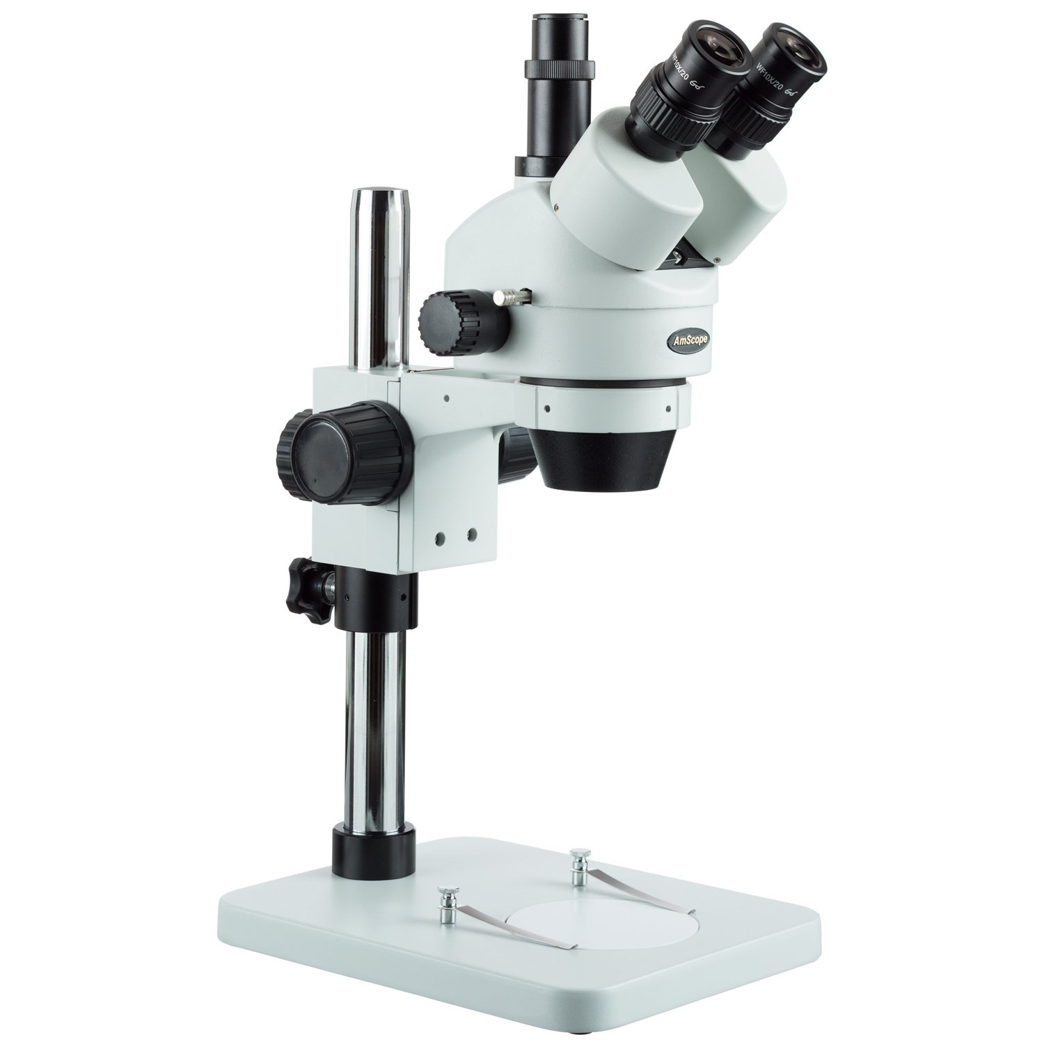AmScope sm-1ts-v203 7 x -45 X Zoom trinocular microscopio estéreo con tabla Pilar Soporte