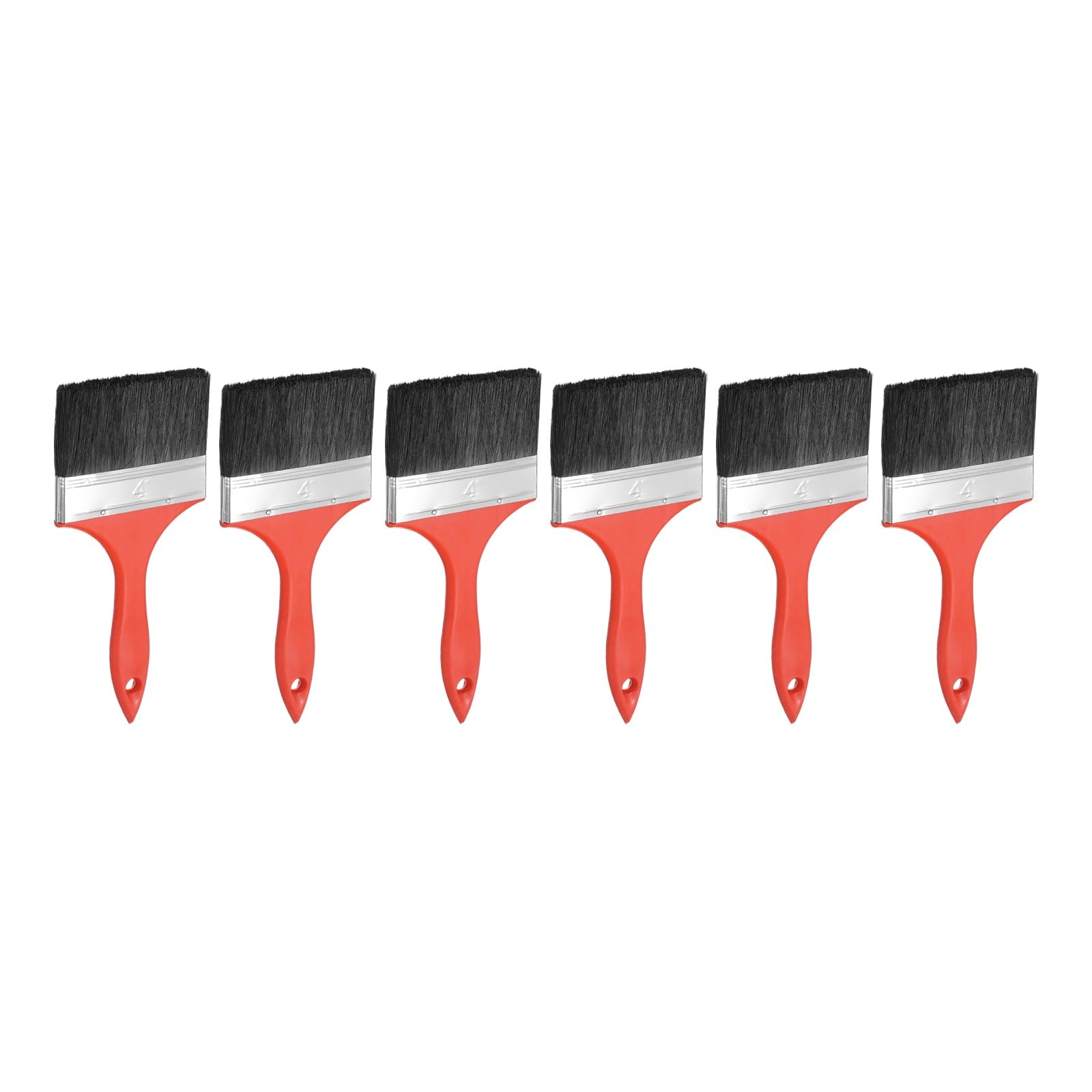 sourcing map 6pcs Paint Brush 3.9 Inch Flat Painting Brushes Chip Paint Brushes with Red PP Handle for DIY Art Painting Furniture Cabinet Wall Door Trim