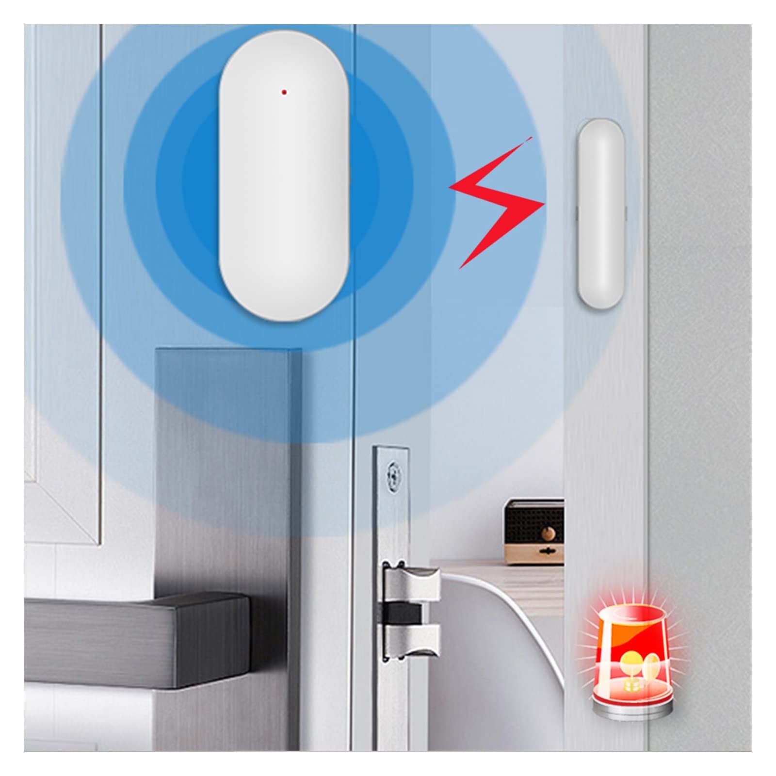 Sistema de Alarma de Seguridad para el hogar, Sensores magnéticos PB68, Detector de Puerta inalámbrico, Sensor Ventana, aplicación for 433MHz, Seguridad for el hogar, Kits Alarma(8pcs)