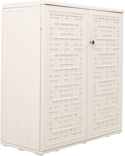 Horti Cubic Armario de almacenamiento de resina con puertas y 1 estante, caja de cubierta para interiores y exteriores, impermeable, para cojines de