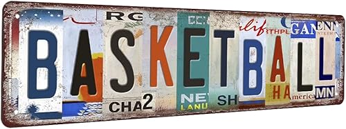 Miniatura 1 de Letrero de metal de baloncesto, decoración de baloncesto, regalos para niños, dormitorio, póster de baloncesto para decoración de pared de