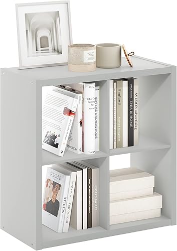 Furinno - Cubículo organizador decorativo para almacenamiento con parte trasera abierta, de 4 cubos, color gris claro