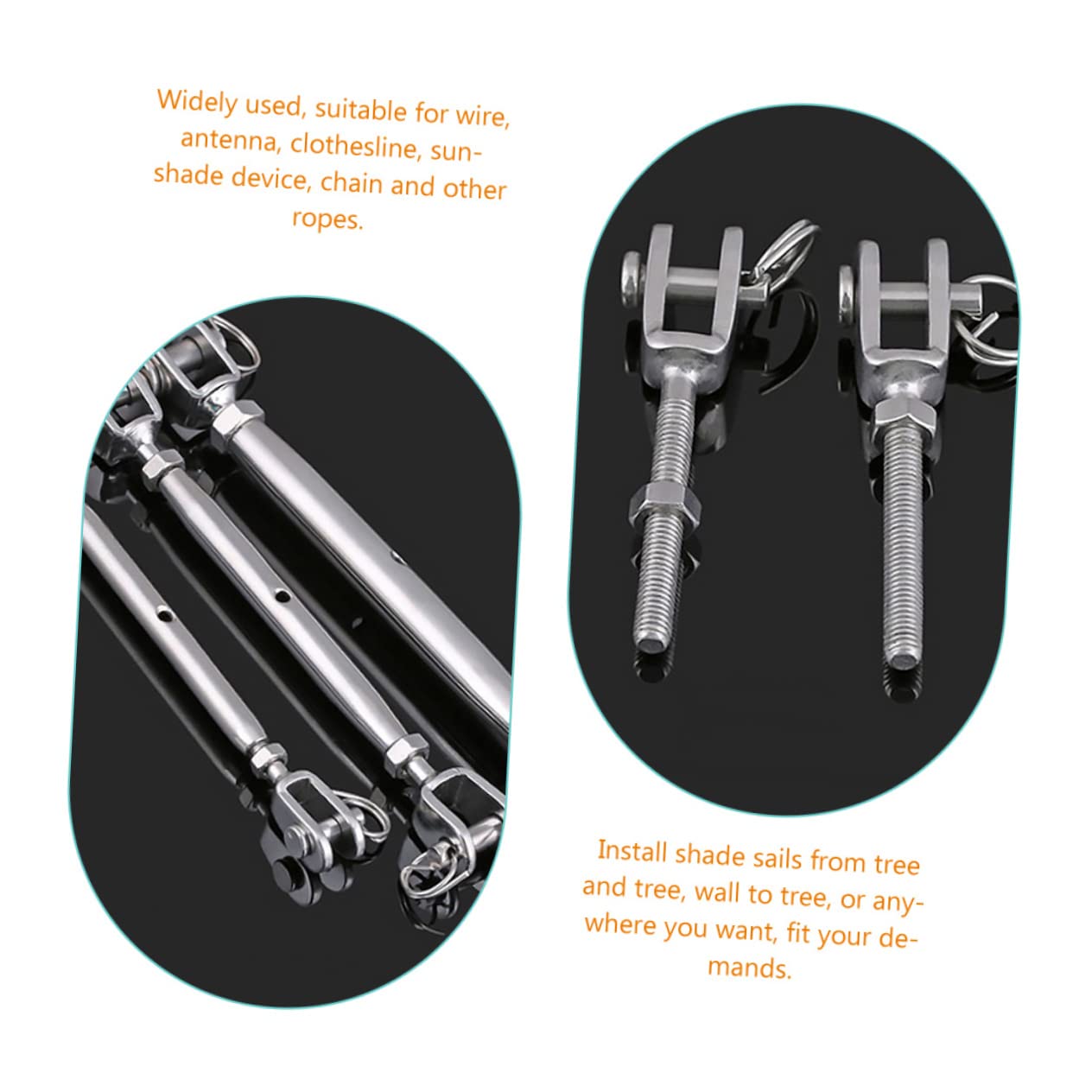 ERINGOGO Tensor de Acero Inoxidable 304 para Cable y Cadena Cuerpo Cerrado para Instalar Velas de Sombra y Ajustar Tensión Larga Durabilidad