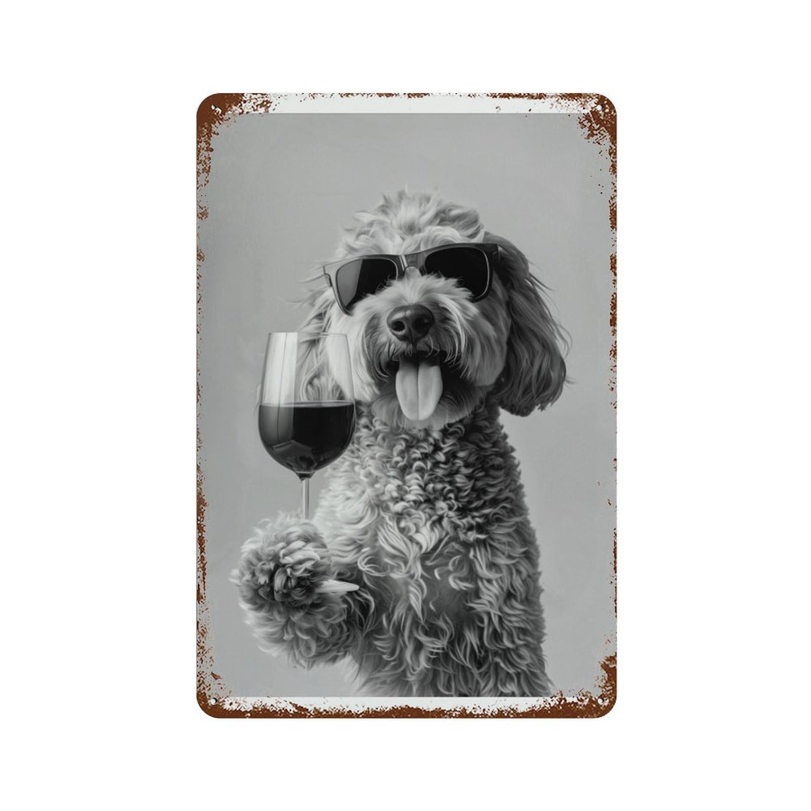 xiaoxiaoshen Goldendoodle Wine Funny Dog Doodle Bar C Wall Decor Art Metal Tin Poster Modern Home Decor Art Home Bar Shop Decorations Vintage Sign 30x20cm