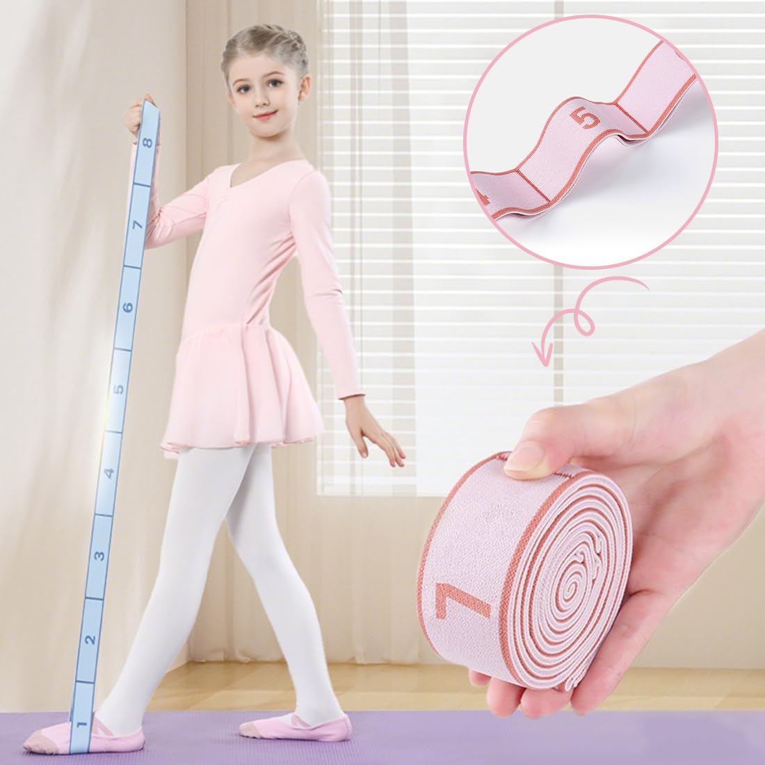 2 Pcs Ginnastica artistica, Elastico ginnastica artistica, Gymnastics Stretch Band, elastico danza yoga stretching band per allenatore in allenamento di ginnastica, yoga, latino, Rosa + Blu