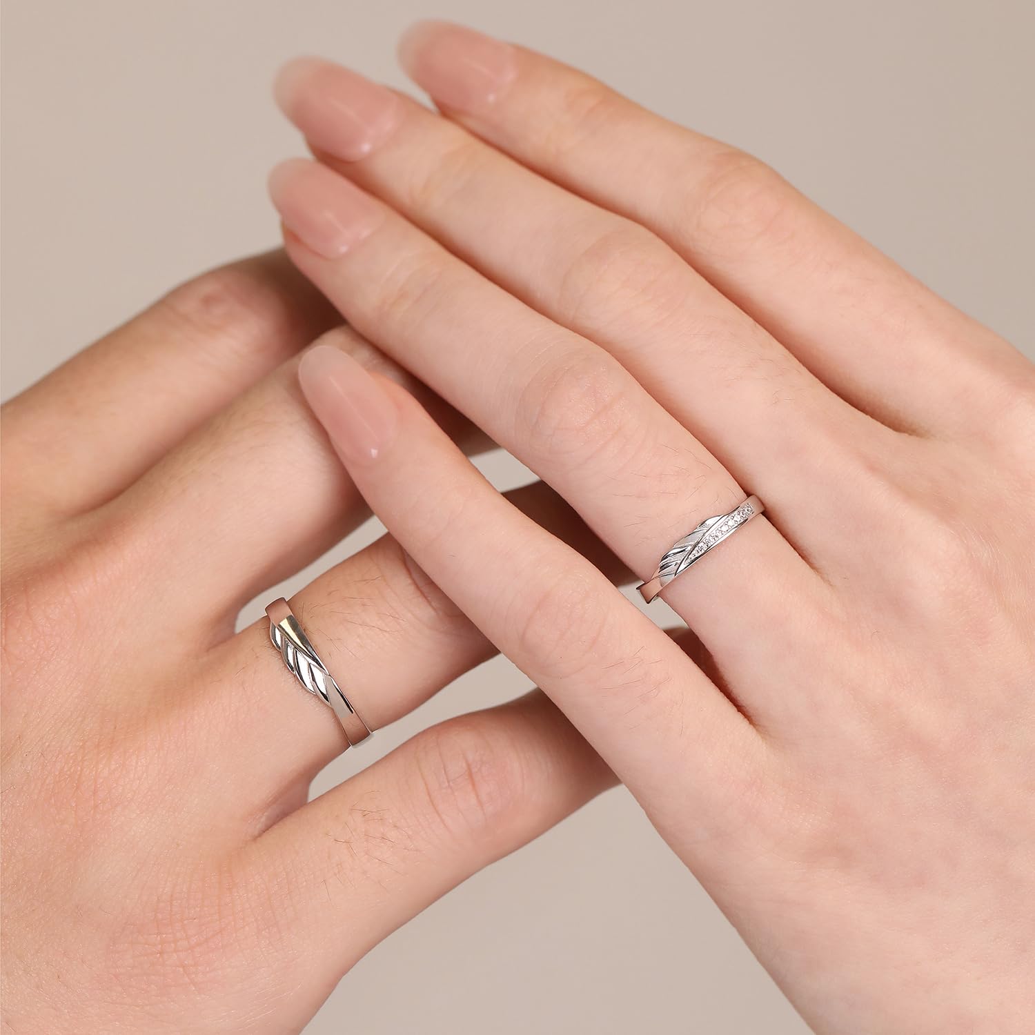 Meissa Alianzas de Plata para Pareja de Compromiso Ajustables para Él y Ella Plata de Ley 925 con Circonitas Mujer 3,2mm & Hombre 4mm Joyería Nupcial Regalo Boda o San Valentín (Juego de dos anillos)