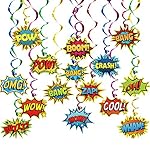 Superhero Party Supplies Decorations 30 Pack Foil Ceiling Hanging Swirls Streams Party Banner Decor for Kids Adults Fashion Hero Birthday Celebrating Party Events Baby Shower Room Wall Decor 30 Counts