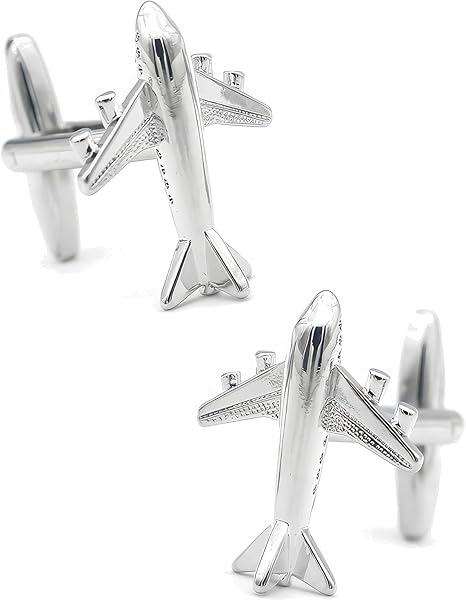 Gemelli Da Uomo Con Aereo | Argento Per Smoking E Camicie | Regalo Elegante Per Matrimoni - Foto 2