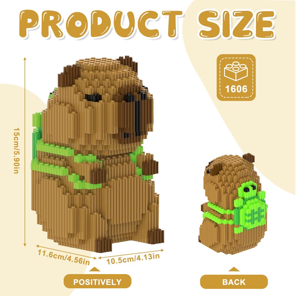Capybara Zestaw klocków, 1606 bloków, klasyczne mini klocki z kreskówki, cząsteczki z tworzywa sztucznego, zestaw klocków do budowy mikro Capybara, model 3D, zwierzęta, bloki budowlane dla