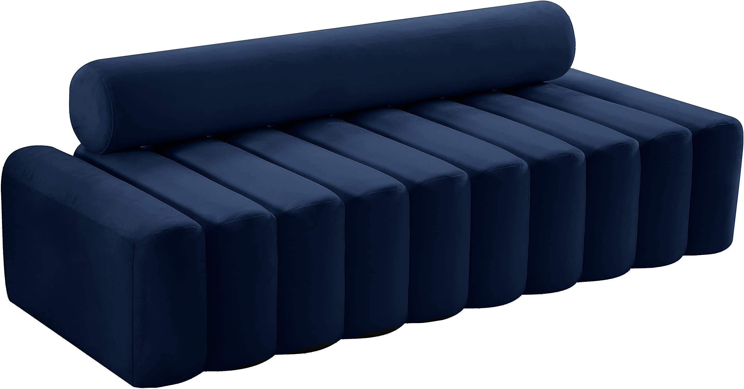 Meridian Furniture 647Navy-S Melody Collection Modern | Contemporary Velvet Upholstered Sofa with Deep Channel Tufting