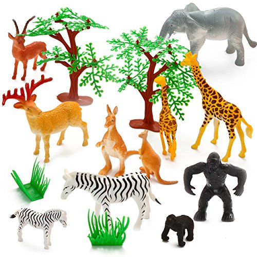 JOYIN 60Piece Safari Jungle Animal Figures Toddler Toy Set