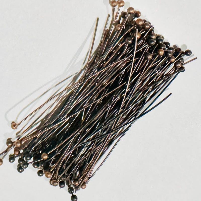 100 Antiqued Copper Ball End Head Pins - 24 Gauge, 2 Inch