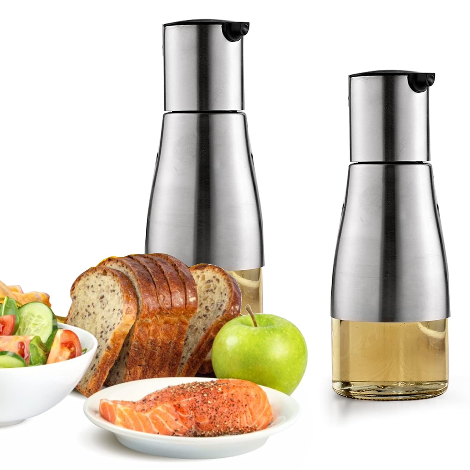 2 in 1 Olijfolie Azijn Dispenser Cruet, Transparante Glazen Olie Fles Dubbele Schenktuit Olie Dispenser Fles voor Keuken Koken Container(#1