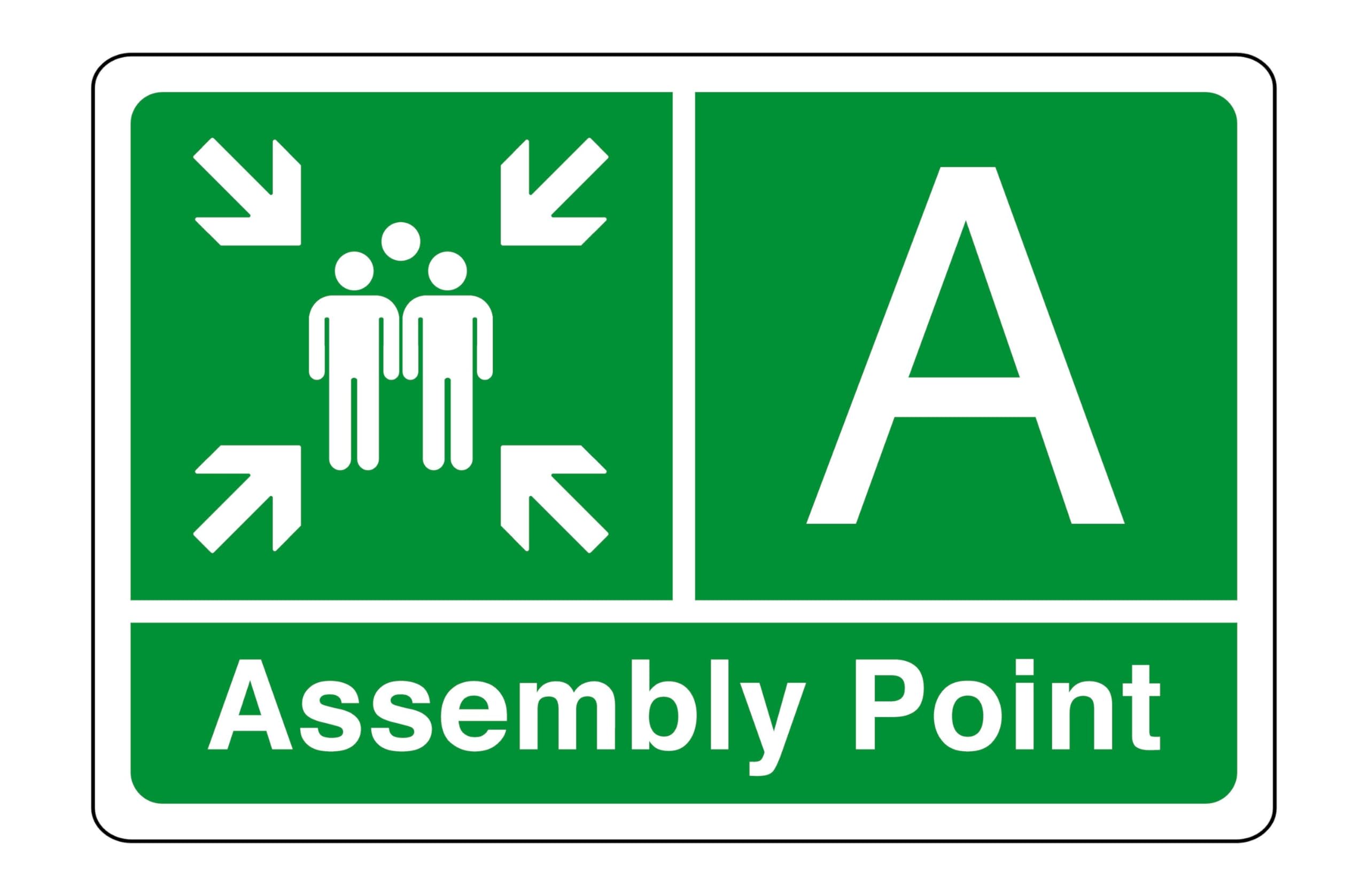 Safety First Display Ltd Green/White Assembly Point "A" - Safety Sign- 3Mm Aluminum Dibond For Indoor/Outdoor Usage (600Mm X 400Mm) 20M Viewing Distance.