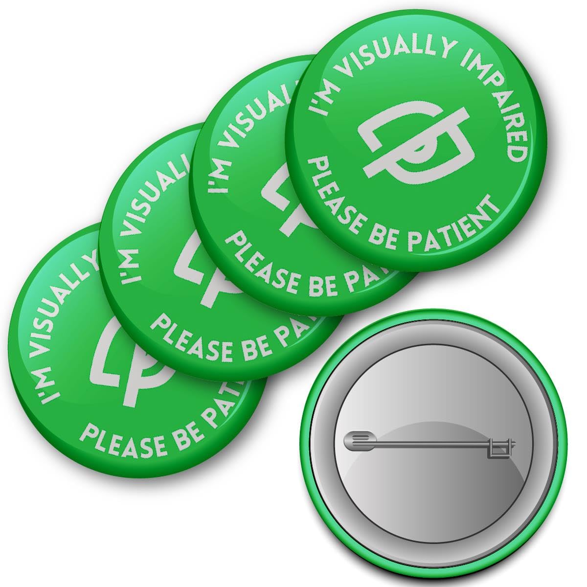 Visually Impaired Sight Awareness Button Badges (Pack of 20 Pin Badges - 38mm)