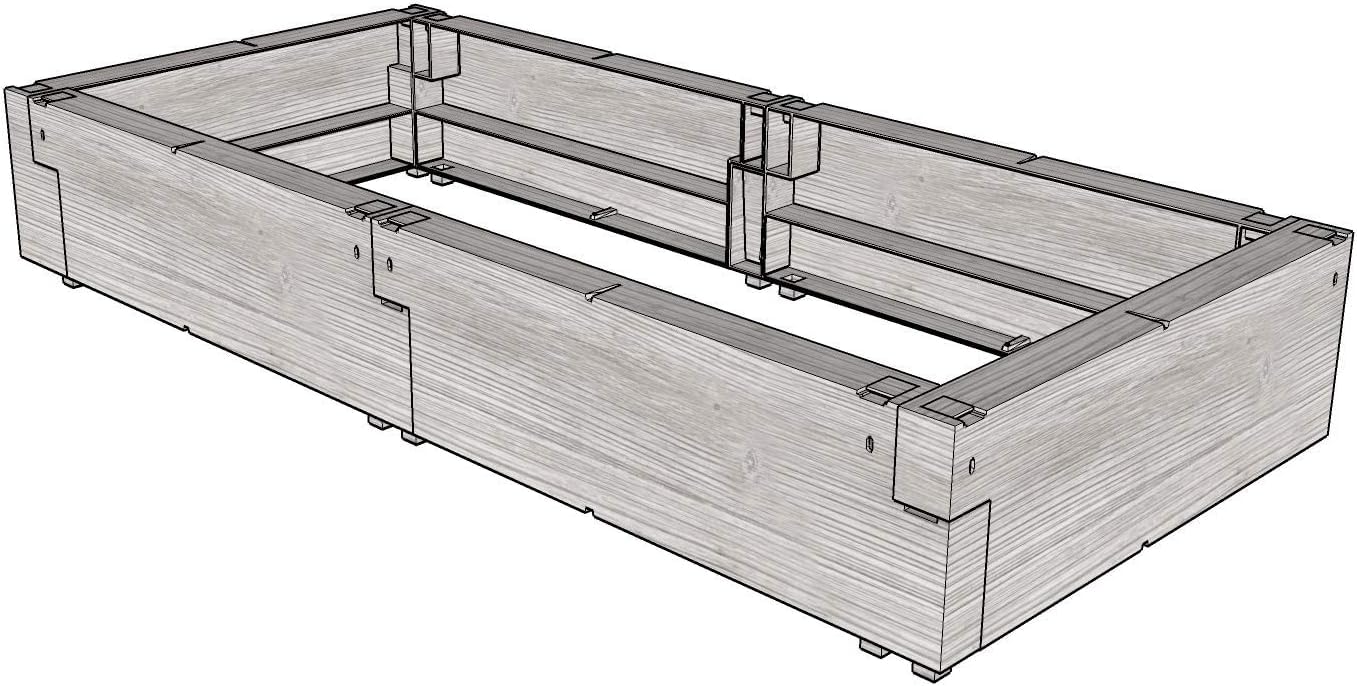 Juwel Podwyższona grządka Timber zestaw podstawowy/rozszerzający (6 klocków, grządka na zioła o wyglądzie drewna, z wysoką izolacją cieplną, wymiary 130 x 60 cm, wysokość 20 cm, jako rozszerzenie do podwyższonych grządek lub jako grządka pojedyncza) 20476