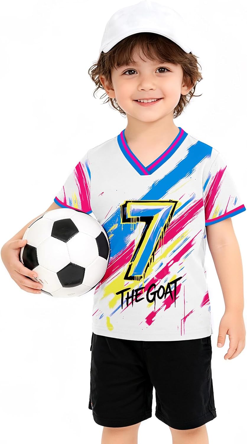 Soccer Jersey Kids Boys & Girls Football Jersey Shirt V Neck Mesh Tee Casual Short Sleeve Tops - Image 2