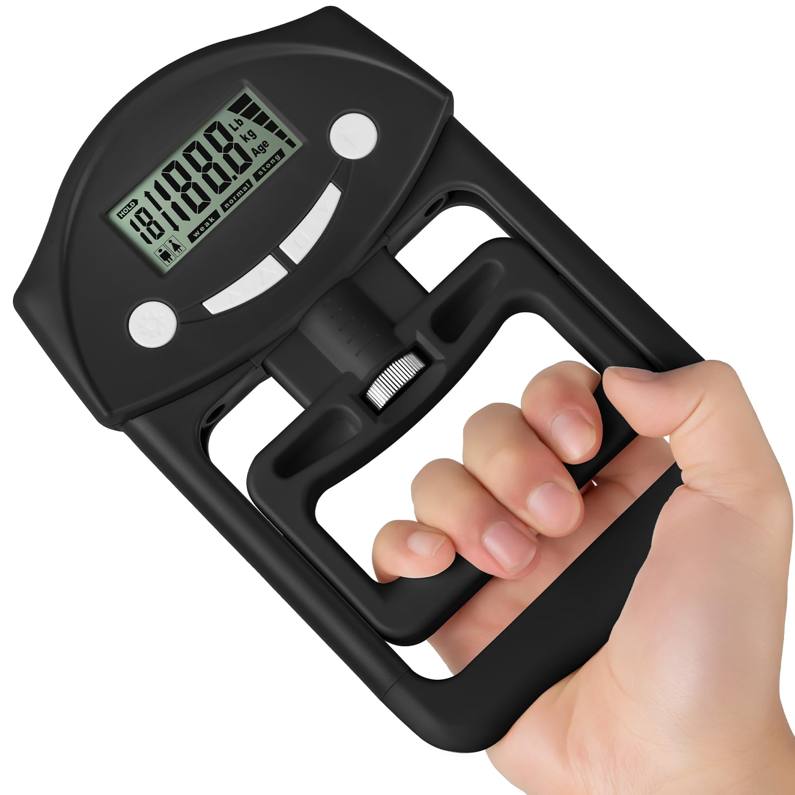 Grip Strength Tester, Hand Grip Dynamometer, Electronic Hand Grip Strength Tester Grip Strengthener Hand Exerciser Meter Digital Hand Grip Training Gauge 220 Lbs / 99 Kgs for Sports, School, Office and Home Use