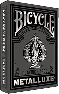 Black and Silver Metalluxe Playing Cards – Premium Foil Metalluxe Deck– Classic Poker Size, Collectible Luxury Design, Great for Game Night, Gifting, and Stocking Stuffer