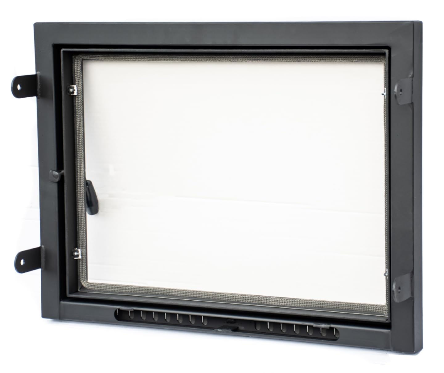 Kamintur 52x40 cm Pizzaofentür mit hitzebeständigem Glas | Stahltür ohne Flansch | Scharniere links | 520 x 400 mm