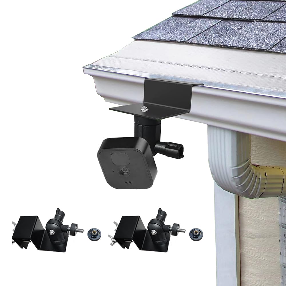 Gutter Mount for Camera/Solar Panel(Black,2 Pack), Rustless Gutter