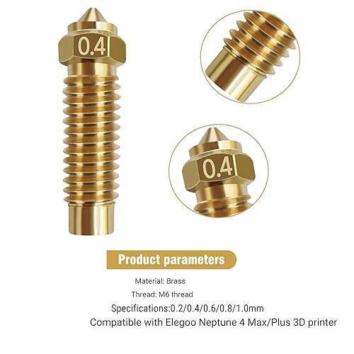 Miniatura 3 de Kit de 15 boquillas para Elegoo Neptune 4, piezas de impresora 3D, 5 piezas endurecidas + 5 piezas de acero inoxidable + 5 boquillas de latón de